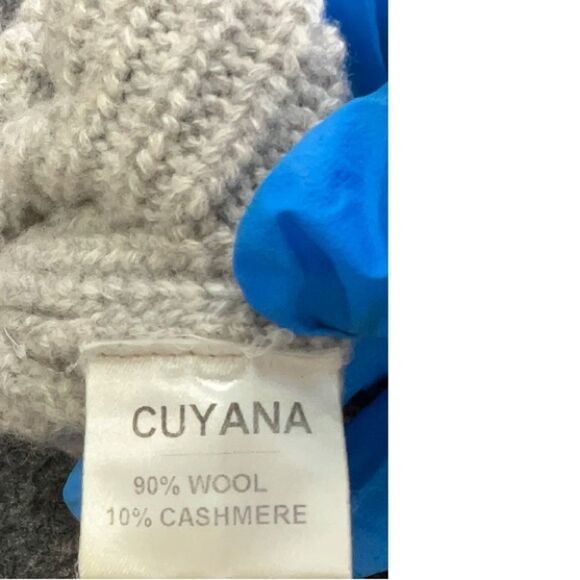 Cuyana Wool Cashmere Grey Ribbed Oversized Bell Sleeve V-Neck Sweater Size XS - Picture 6 of 6